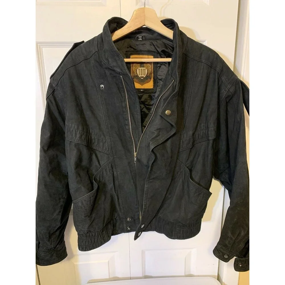 Vintage IOU Leather Jacket‎ Black Men’s Sz S